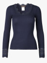 Rosemunde Benita Silk T-Shirt W/ Lace Blå L