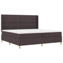  Box Spring Seng med Madrass & LED Mørk Brun 200x200 cm Stoff