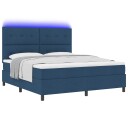  Box Spring Seng med Madrass & LED Blå 180x200 cm Stoff