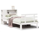  Seng med bokhylle uten madrass hvit 75x190 cm heltre furu 3322730