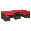 vidaXL Hagesofa Set 11 stk. Brun Poly Rattan