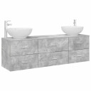 vidaXL Baderomsinnredningssett 3 stk. Betonggrå 49,5 x 44,5 x 65 cm
