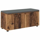 vidaXL Gangbenk med pute med hylle Gammelt tre 100 x 38 x 46 cm