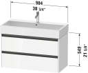 Duravit Ketho.2 Servantskap 2 Skuffer 984x460 mm Grafitt Matt