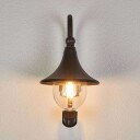 Lindby Utendørs vegglampe Daphne, antikk svart, sensor