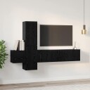  TV benksett Veggmontert 5 pcs Svart eik Konstruert tre