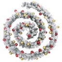  Julekrans med kuler og LED lys grønn 10 m PVC
