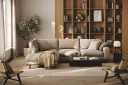 Copenhagen Premium 4 personers Venstrevendt L formet Dyb Chaiselongsofa i Stoff   Lyse brun