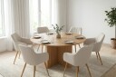 Edda spisegruppe rund 130 cm eik med 6 Filippa spisestoler   Eik