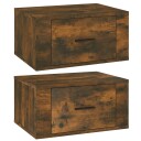 vidaXL Veggmonterte nattbord 2 stk røkt eik 50x36x25 cm