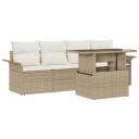  5-delt hagesofa-sett med puter beige poly rotting