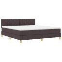  Box Spring Seng med madrass & LED Mørkebrun 180x200 cm Stoff