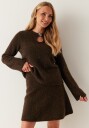 Selected Slflulu Brushed Hw Knit Skirt Brown XL