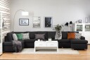 Crazy 6 seters Venstrevendt U formet XX Large Sofa med Divan og Sjeselong i Stoff   Antrasitt