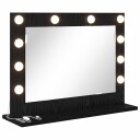  Sminkespeil med LED Lys Svart Eik 60x45x18 cm