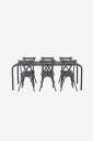 Venture Home   Spisegruppe Borneo med 6 spisestoler Tablas   Svart