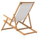 vidaXL Sammenleggbar strandstol heltre teak kremhvit