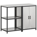  Kjøkkenoppbevaringssett med hylle 2 pcs Sølv 120 x 50 x 92 cm