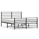 vidaXL Sengeramme i metall med hode- og fotgavl svart 135x190 cm
