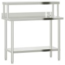  Kjøkkenbenk med overhylle 110x55x120 cm rustfritt stål