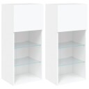  TV benker med LED lys 2 stk hvit 40,5x30x90 cm