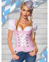 Rosa Dirndl Oktoberfestkorsett med Push Up Strl S