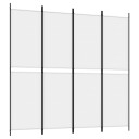 vidaXL Romdeler 4 paneler hvit 200x200 cm stoff