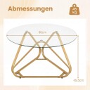 Rundt glassbord – 80 cm gullfarget metallramme