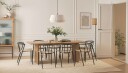 Richeto spisebord 240 cm med 8 Winston spisestoler - Naturlig finish / Beige / Metallben svart