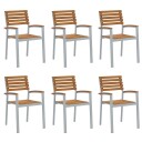  Stable Hage Stoler 6 stk Solid Akasie Tre og Metall