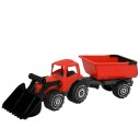 Plasto Traktor m/ frontlaster og tilhenger 55cm Rød