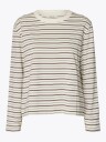 Selected Femme Essential Long Sleeve Striped Boxy Tee Burgunder XL