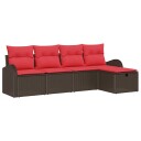 vidaXL Sofa sett 5 stk. 5 Antall seter Brun og rød polyrotting