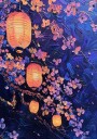 Lantern Blossom Night Plakat Plakat / 50x70cm