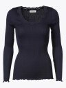Rosemunde Babette Silk T-Shirt W/ Lace Blå XS
