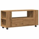  TV benk med hjul artisan eik 102x34,5x43 cm konstruert tre
