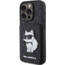 Karl Lagerfeld Saffiano Hardcase med Kortspor og Stativ for iPhone 15 Pro - Svart