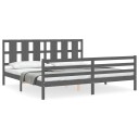 vidaXL Sengeramme med hodegavl grå 200x200 cm heltre