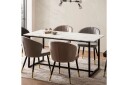 Spisebord Wohnling Industriell loftstil MDF med metalldetaljer i gull på bena Marmor, Hvit, 200x90 cm - Marmor, Hvit, 200x90 cm