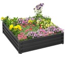 Høybed av stål blomsterkasse 120x120x30cm for hageterrasse balkong grå plantekasse grønnsaksbed