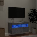 vidaXL Vegghengt TV-benk med LED-lys betonggrå 80x30x40 cm 8721012257870