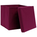 vidaXL Oppbevaringsbokser med lokk 10 stk mørkerød 32x32x32 cm stoff