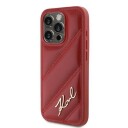 Karl Lagerfeld Diagonal Quiltet Skript Mobildeksel til iPhone 15 Pro Max - Rød