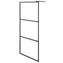 Dusjvegg med klart ESG-glass svart 90x195 cm