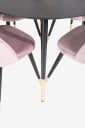 Venture Home   Spisegruppe Dipp med 4 stk spisestoler Velvet   Rosa