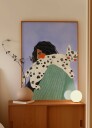 Woman and Spotted Cat Plakat / 21x30