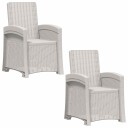 vidaXL Lenestol for hage med rattan look 2 stk. Hvit PP