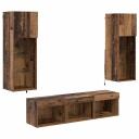  TV Vegg Enheter 5 pcs Svart Eik 60 x 30 x 30 cm Konstruert tre