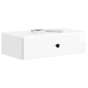 vidaXL Vegghengt Sidebord Høgglans hvit 59 x 34,5 x 17 cm
