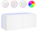  Vegghengt TV benk med LED hvit 100x35x41 cm